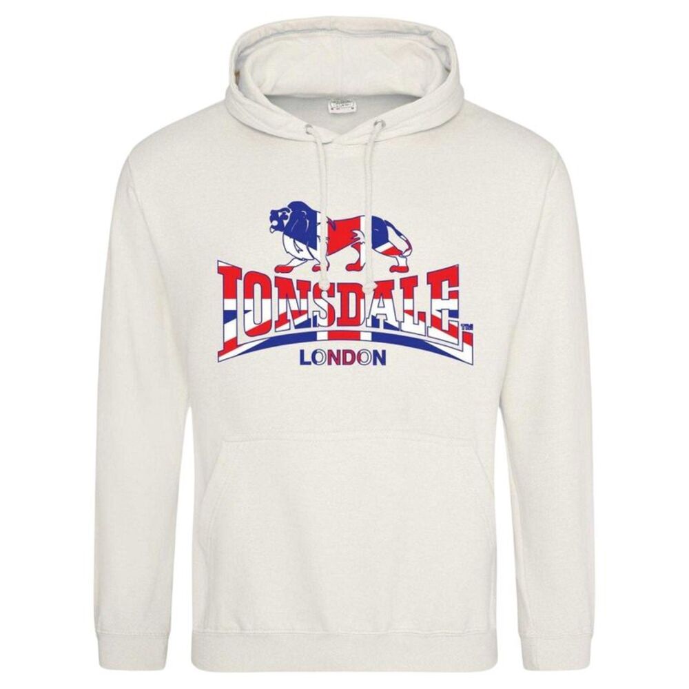 Lonsdale Mens Union Jack Logo Hoodie / Vanilla